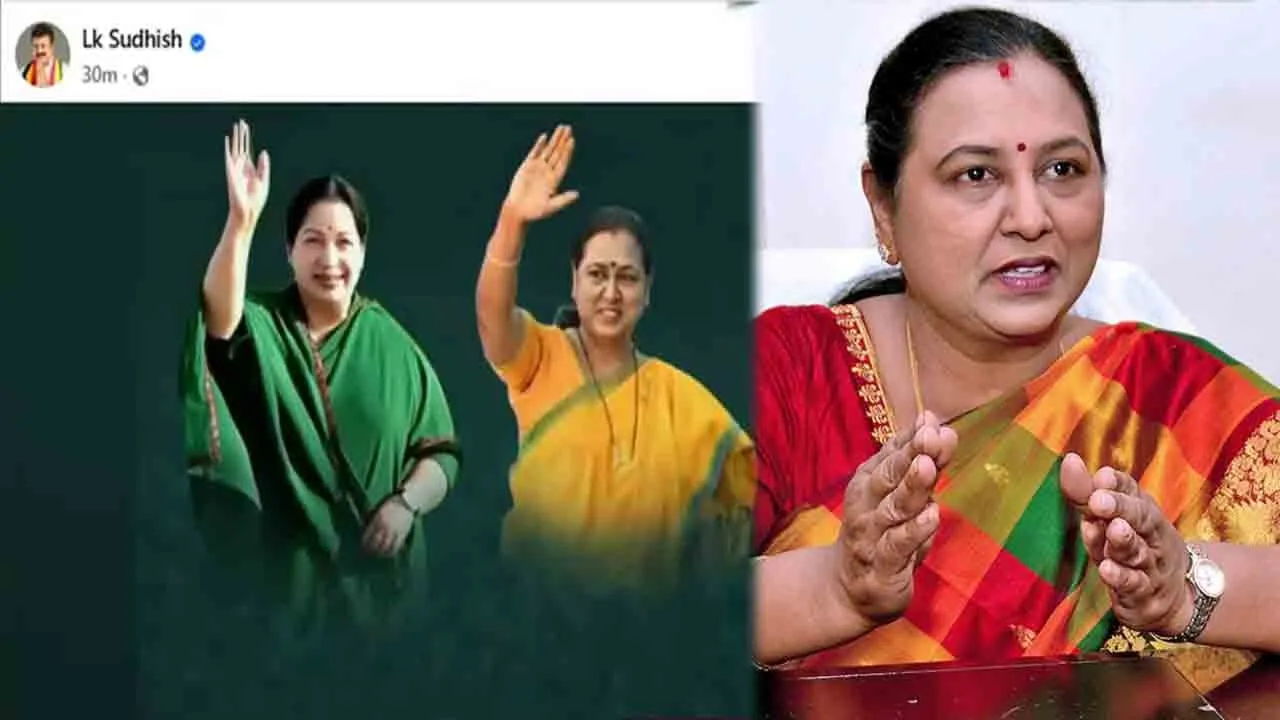 'J. is my political role model' - Premalatha explains L.K. Sutheesh's post Photograph: (dmdk) 