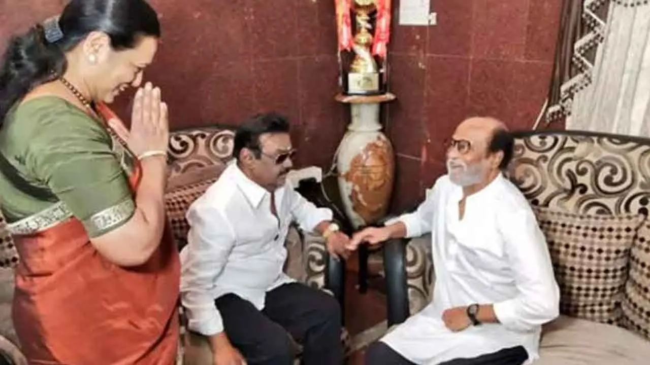  'If Vijayakanth was here, he would have given a function for Rajini' - Premalatha makes a request Photograph: (premalatha vijayakanth) 