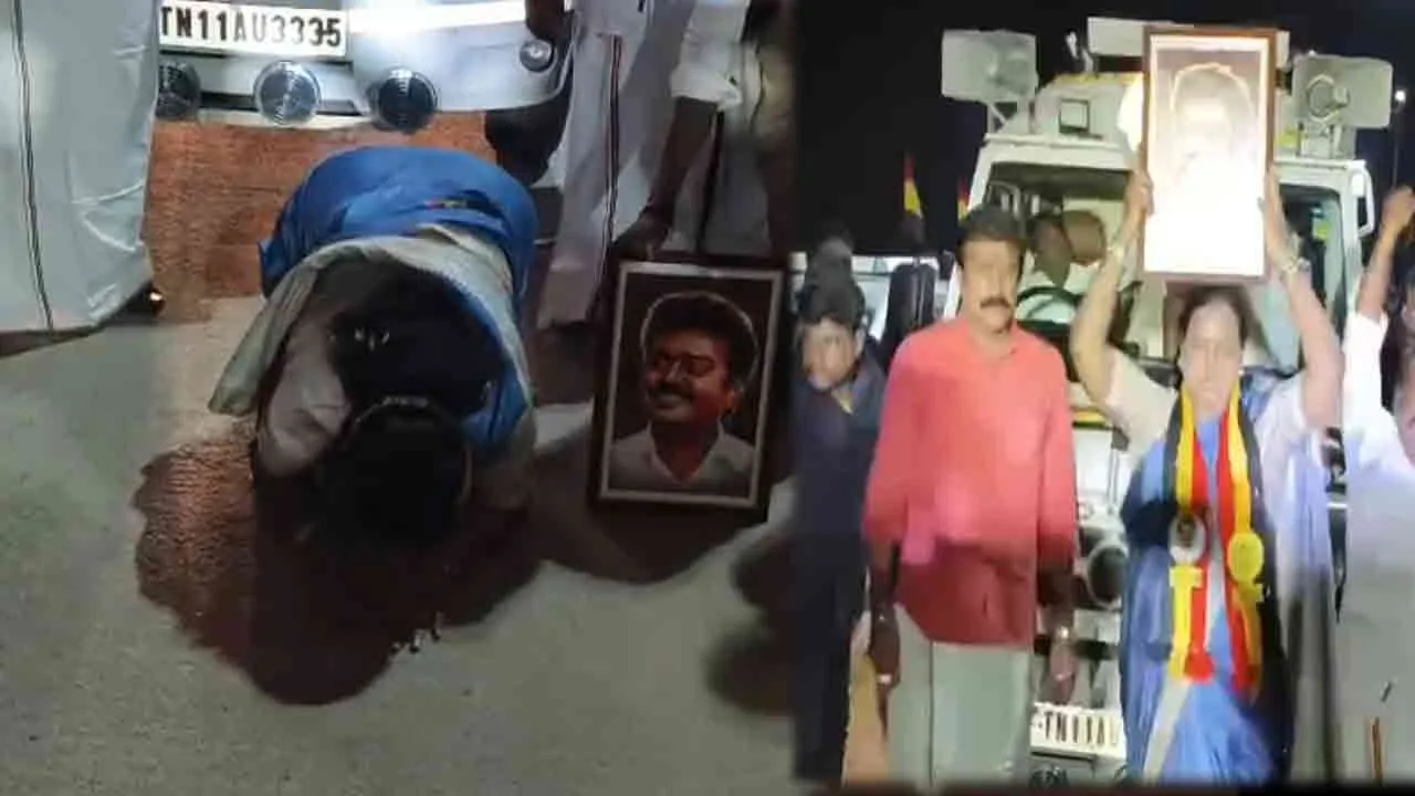  Premalatha bowed and kissed the flyover - an act she did during the campaign Photograph: (DMDK) 