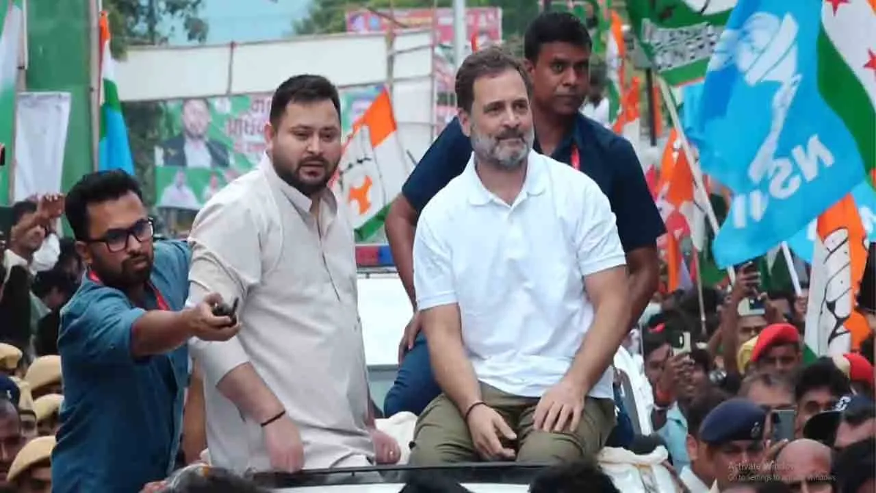  Rahul gandhi  to begin "vote adhikar yatra' in bihar with Tejashwi yadav 