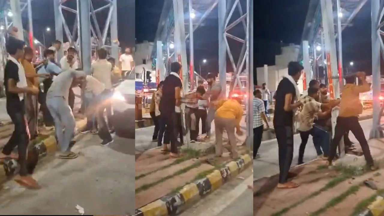  Indian soldier was tied to a pole and beaten and kicked by Toll Plaza Workers In Meerut 