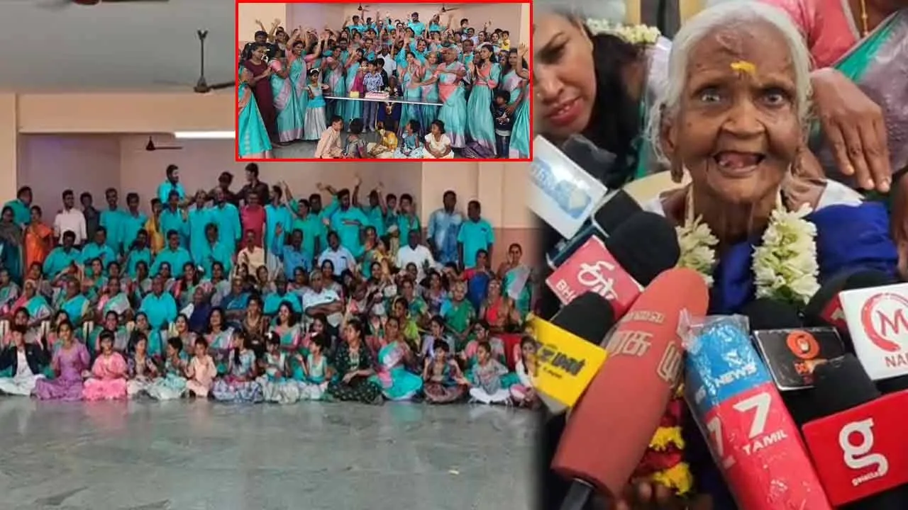 17 பிள்ளைகள், 97 பேரன் பேத்திகள் -  5 தலைமுறையினருடன் 100 வது பிறந்த நாளை கொண்டாடிய பாட்டி!