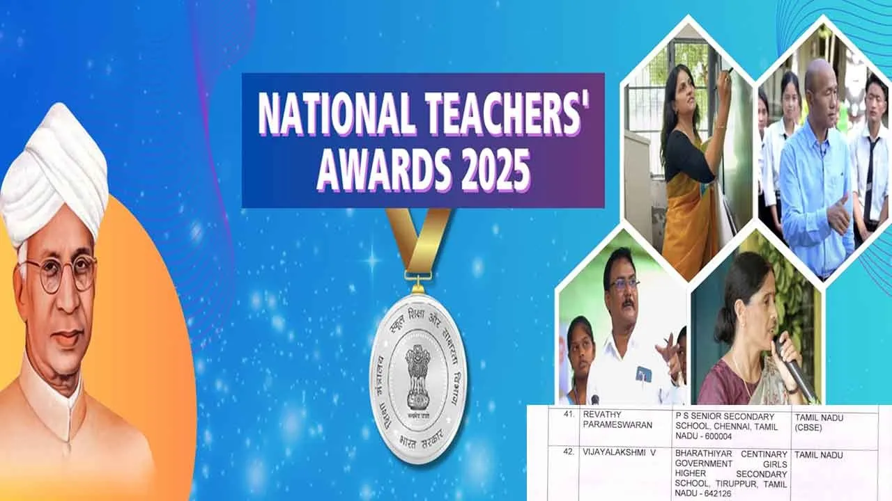  தேசிய நல்லாசிரியர் விருது அறிவிப்பு;  தமிழகத்தில் இருந்து இருவர் தேர்வு!