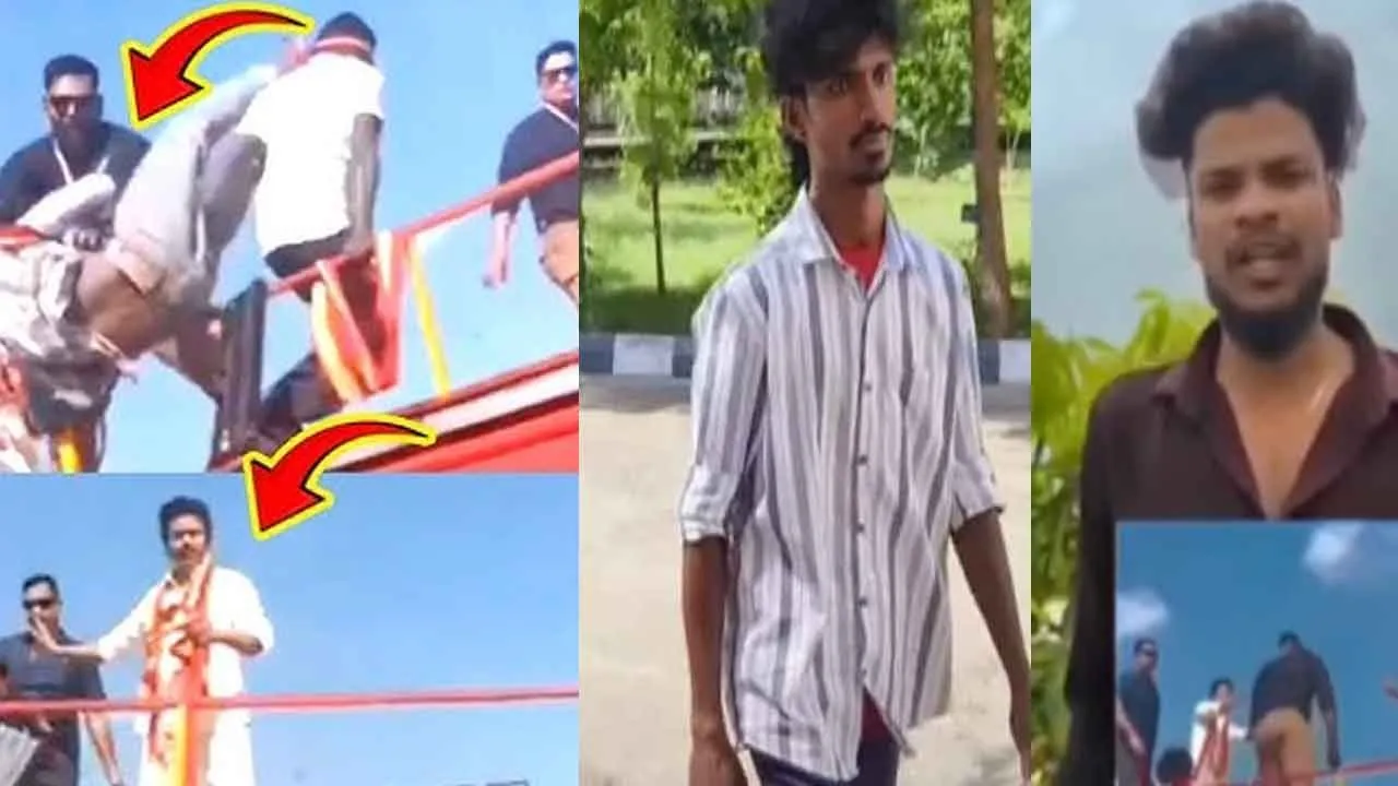  Who was the person attacked by Vijay's bouncers? - Two rival youths Photograph: (tvk) 