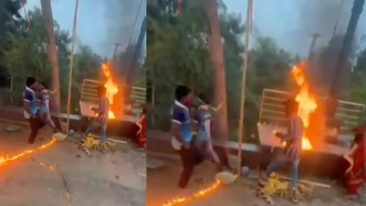  Strange fire dance incident - 5 people including children injured Photograph: (dharmapurai) 