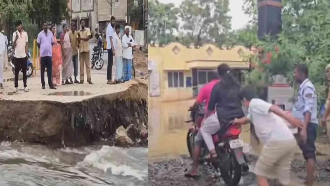  Rainwater enters hospital premises - patients suffer Photograph: (thirupathur) 