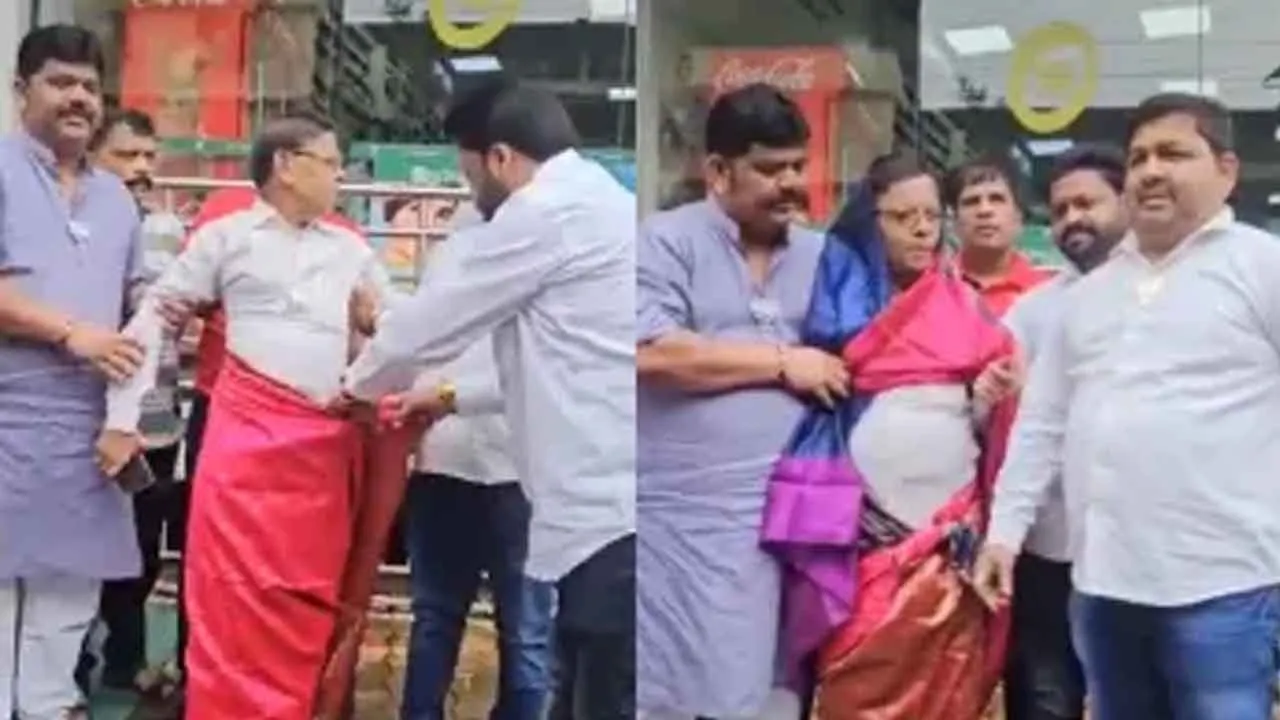  காங்கிரஸ் தலைவருக்கு சேலை கட்டிவிட்ட பாஜக தலைவர்கள்; தகிப்பில் மகாராஷ்டிரா!