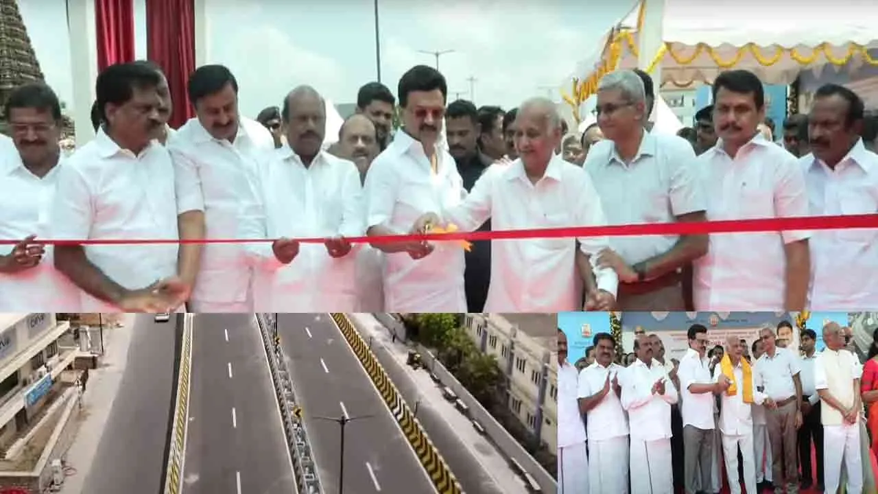  தமிழகத்தின் மிகப்பெரிய உயர்மட்ட மேம்பாலம் - முதல்வர் மு.க. ஸ்டாலின் திறந்து வைத்தார்!