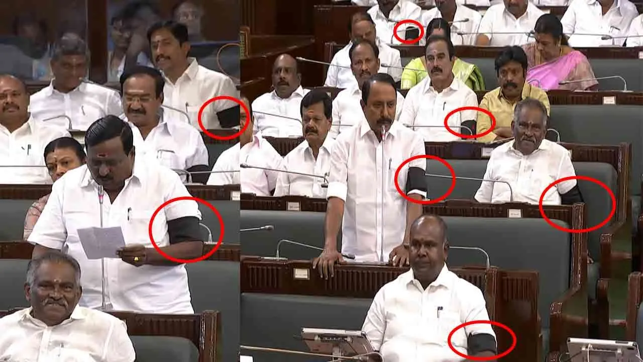  கருப்பு பேட்ஜ் அணிந்து சட்டப்பேரவைக்கு வந்த அதிமுக எம்.எல்.ஏ.க்கள்!