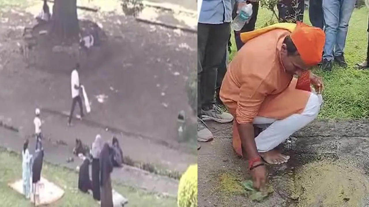  Muslims perform prayers in pune fort and BJP workers clean up with gaumutra 