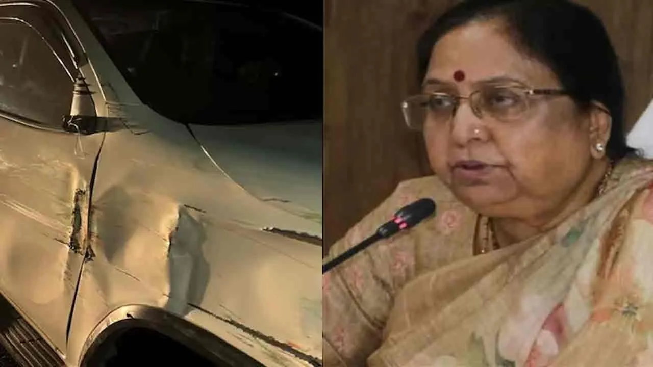  Uttar pradesh Minister narrowly escapes car accident on highway 