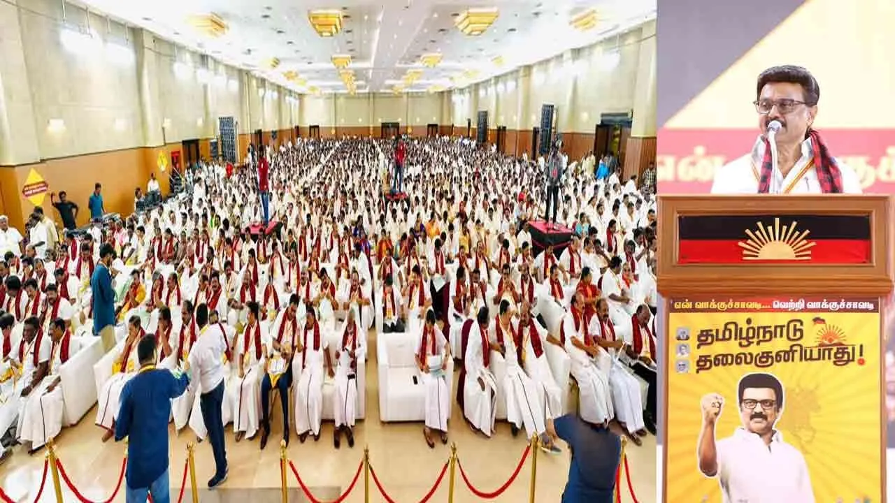  “தி.மு.க. இந்த மண்ணில் இருக்கும் வரை பா.ஜ.க.வின் பகல் கனவு நிறைவேறாது” - முதல்வர் பேச்சு!