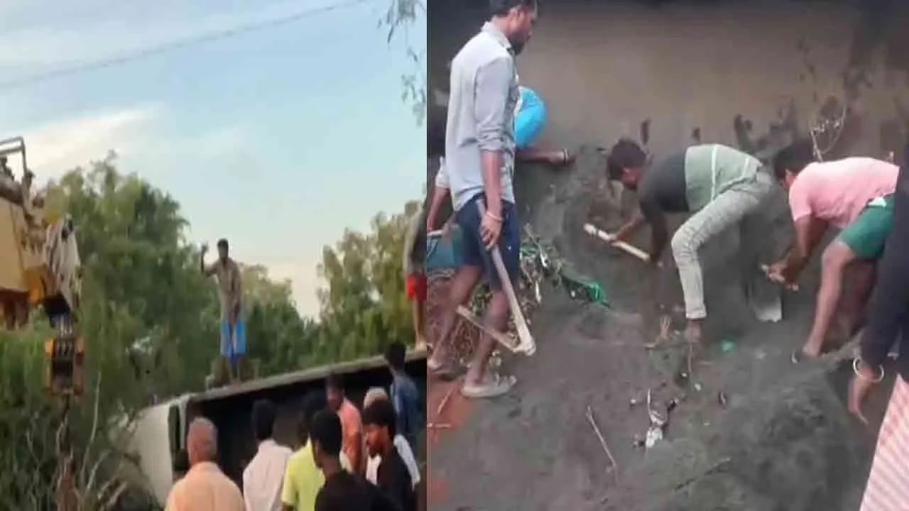  எம் - சாண்ட் ஏற்றிச் சென்ற லாரி கவிழ்ந்து விபத்து; மூவர் பலி!