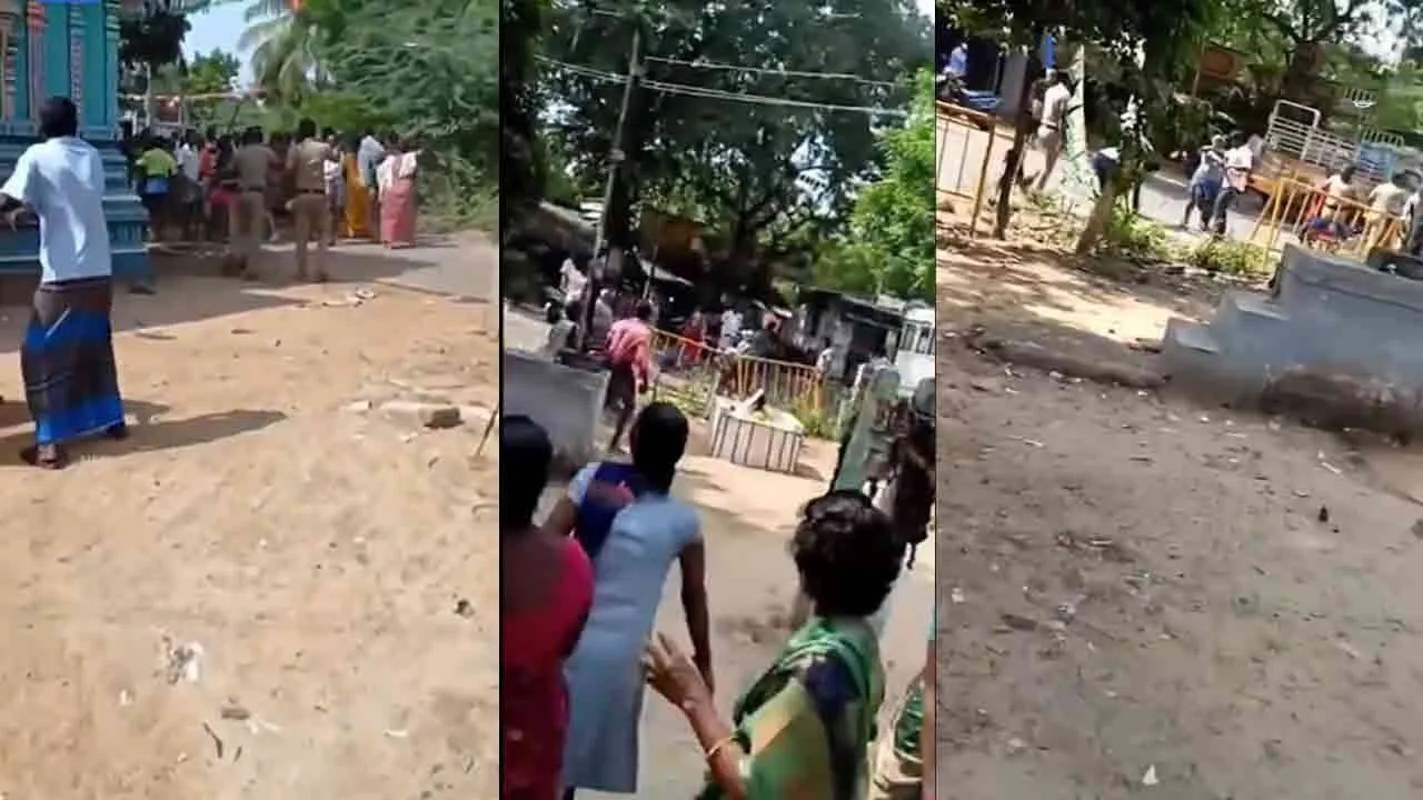  Dispute over placing  banner tension due clash between two communities in sivaganga 
