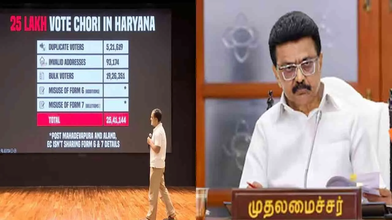  Chief Minister M.K. Stalin condemns election commission cheat haryana election by released proof rahul gandhi 