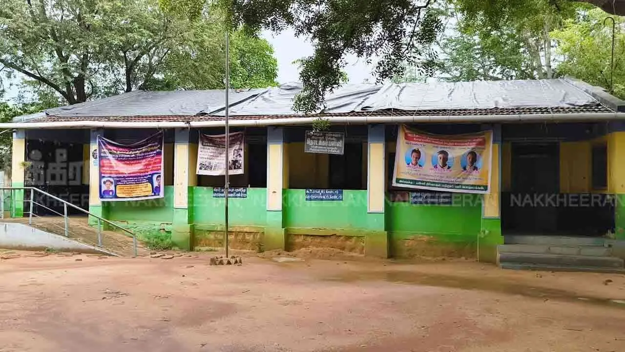  Government school closed with tarpaulin and students yearn for a new building 