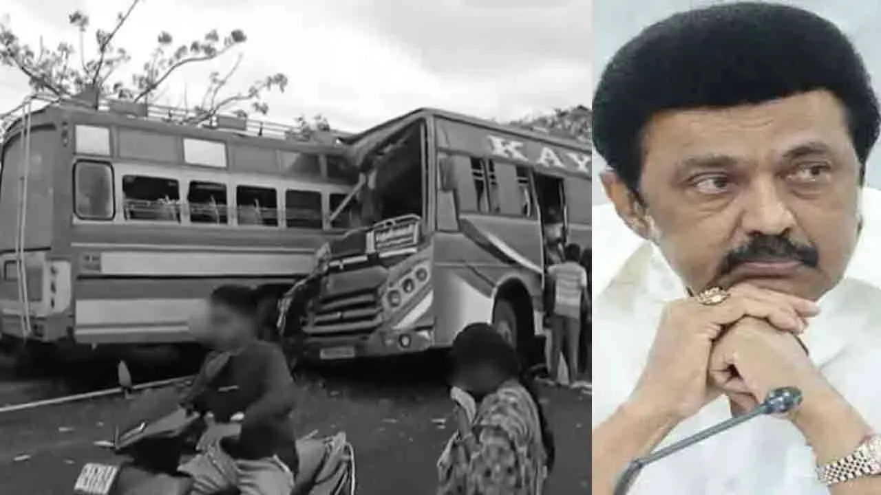  பேருந்துகள் மோதிய விபத்தில் 6 பேர் உயிரிழப்பு - முதல்வர் மு.க. ஸ்டாலின் நிதியுதவி அறிவிப்பு!