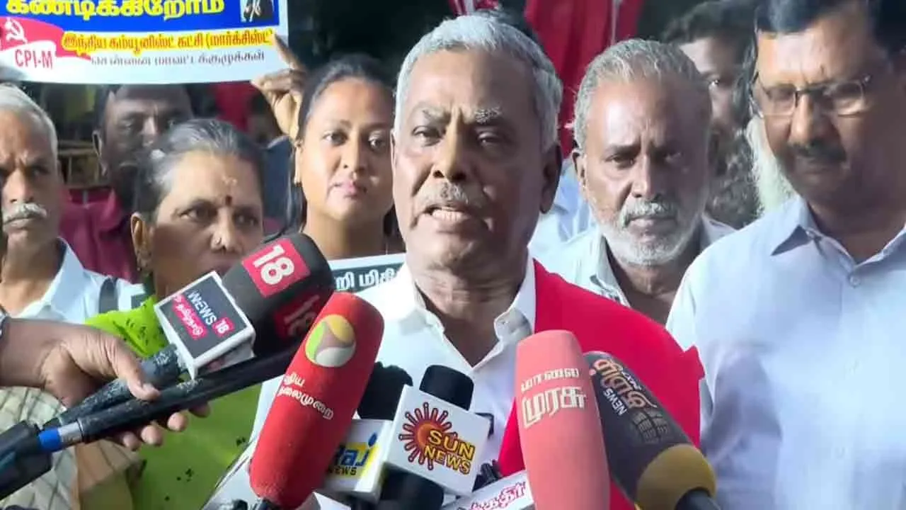 Communist Party of India (Marxist) members strike against Governor R.N. Ravi 