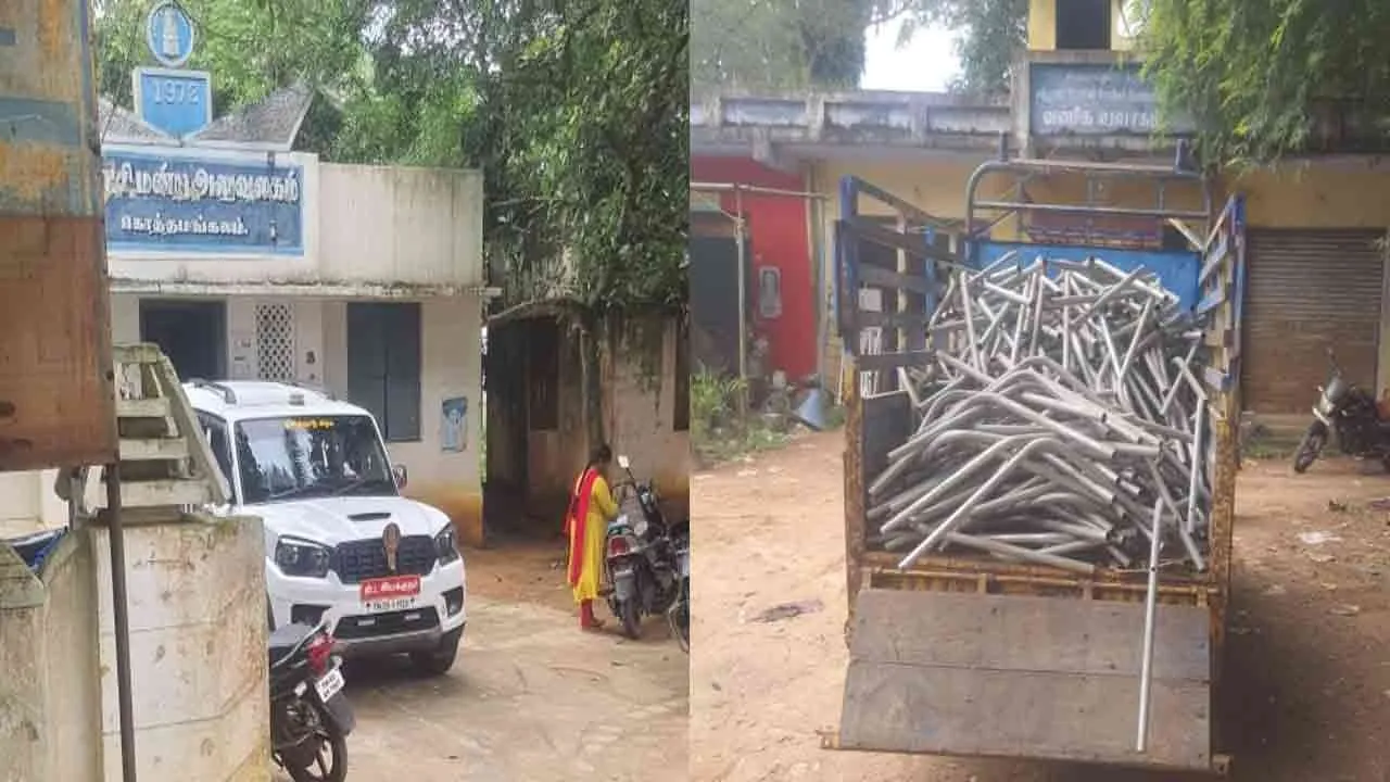 District Collector takes action on Panchayat street light pipes in an old iron shop 
