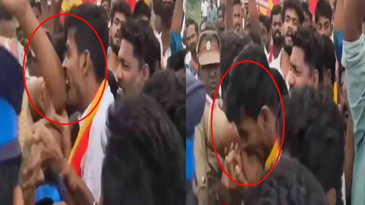  A TVK volunteer bit a police officer's hand in dharmapuri 