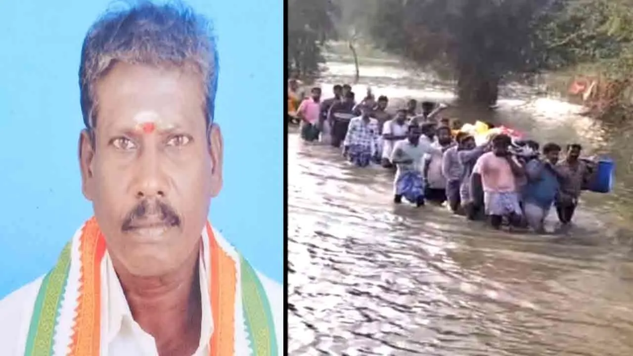 The tragedy of the corpse of a deceased person being carried away by floodwaters 