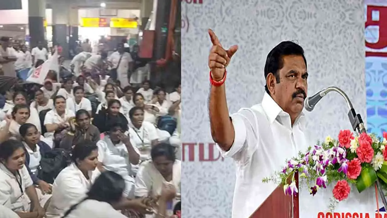  Edappadi Palaniswami condemns for arrested struggling nurses 