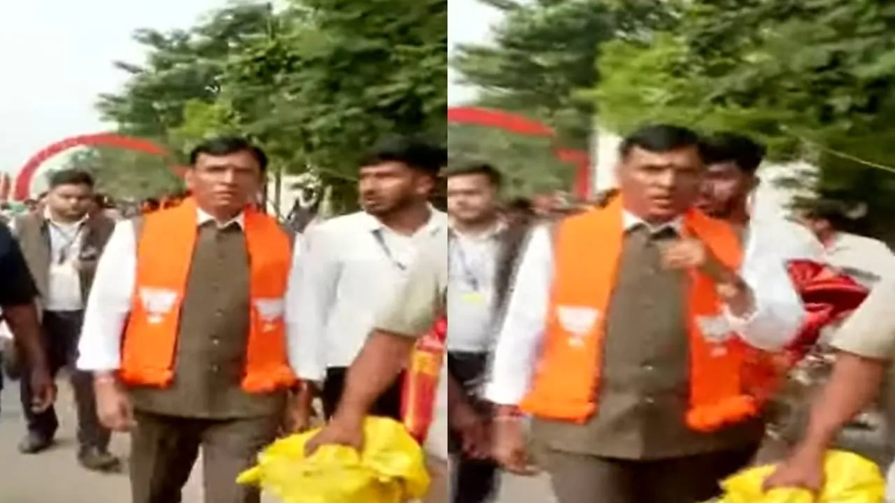  மத்திய அமைச்சரை மறந்த பா.ஜ.க. நிர்வாகிகள்; திடீரென சாலையில் நடந்ததால் பரபரப்பு