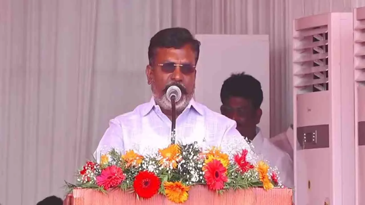  VCK leader Thirumavalavan speaks at the inauguration of Vaiko's march 