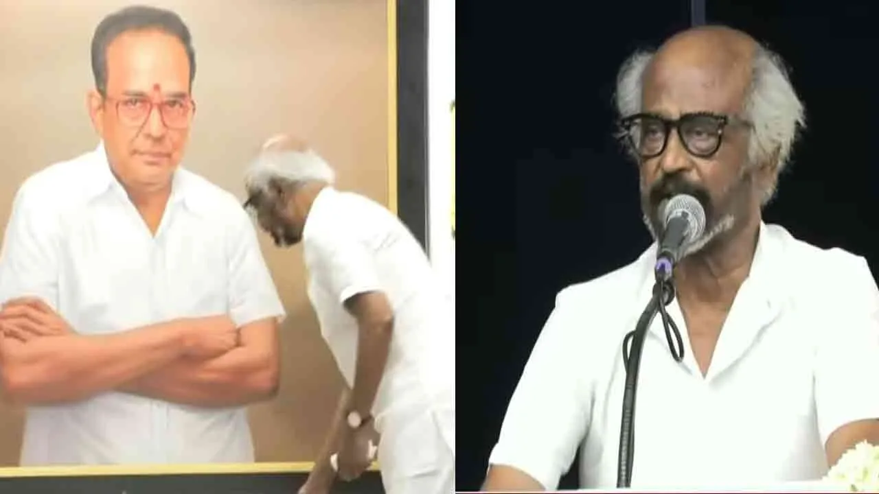  Rajinikanth shines at AVM Saravanan memorial service 