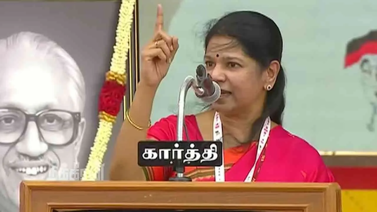  Kanimozhi delivers a fiery speech at the DMK Youth Wing conference 