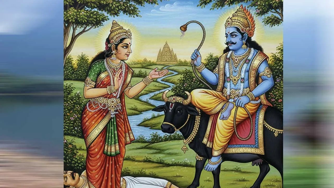  எமதர்மராஜனிடம் கணவனின் உயிரை மீட்ட சாவித்திரியின் சாதுர்யம்! - ரேவதி பானு