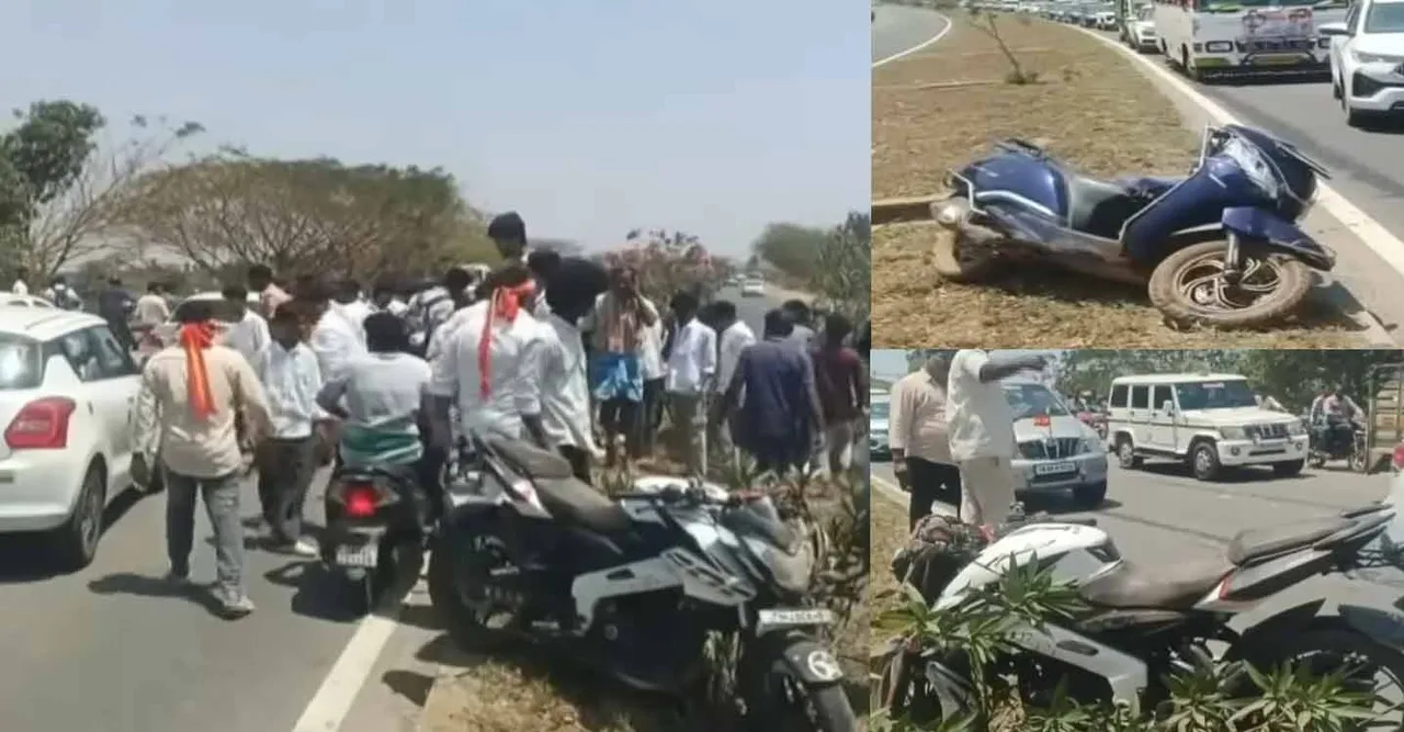  Youths chasing Vijay's car - two seriously injured Photograph: (tvk) 