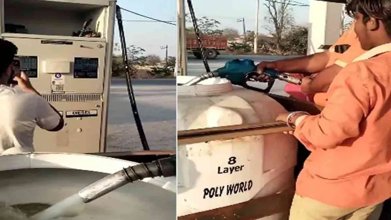  'Man fills water tank with diesel' - fears of increasing shortage Photograph: (Punjab) 