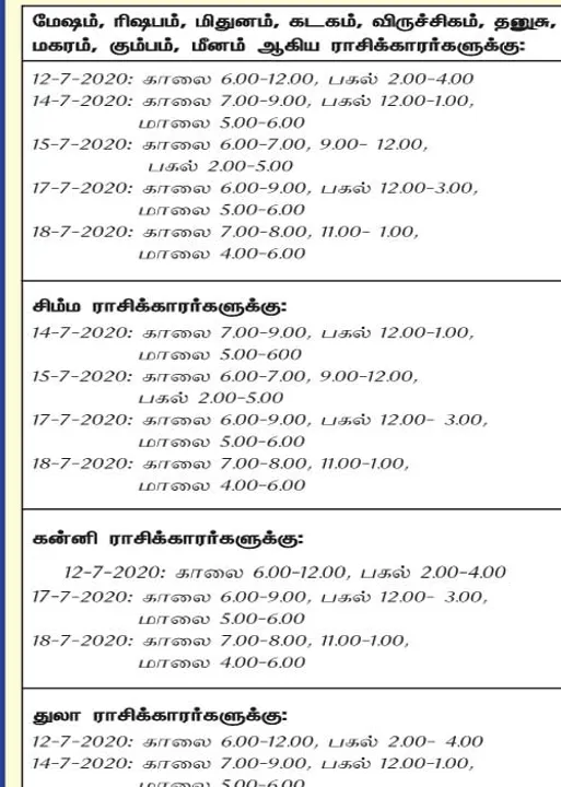  இந்த வாரத்தில் அனுகூலமான நாளும் நேரமும் 12-7-2020 முதல் 18-7-2020 வரை