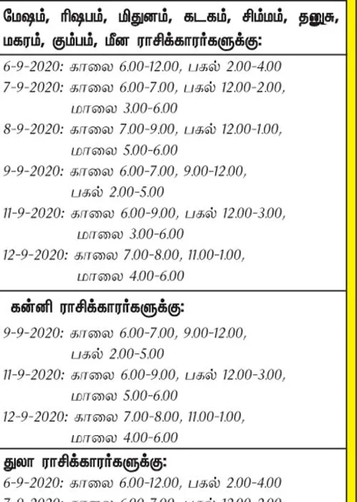 இந்த வாரத்தில் அனுகூலமான நாளும், நேரமும் 6-9-2020 முதல் 12-9-2020 வரை