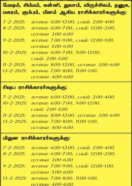  இந்த வாரத்தில்  அனுகூலமான நாளும், நேரமும் 7-2-2021 முதல் 13-2-2021 வரை