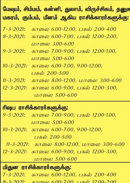  இந்த வாரத்தில்  அனுகூலமான நாளும், நேரமும் 7-3-2021 முதல் 13-3-2021 வரை
