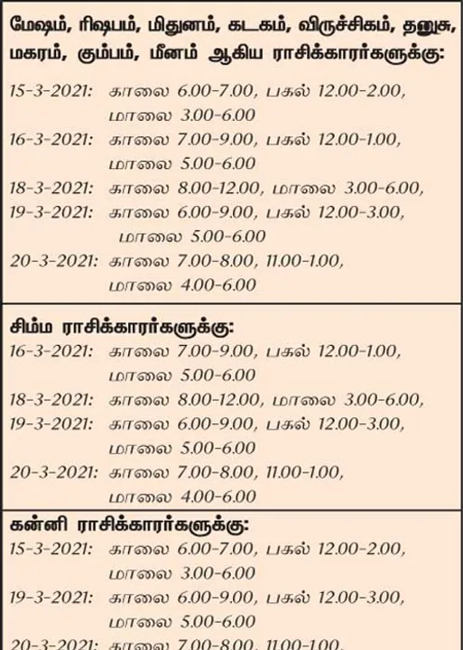  இந்த வாரத்தில்  அனுகூலமான நாளும், நேரமும் 14-3-2021 முதல் 20-3-2021 வரை