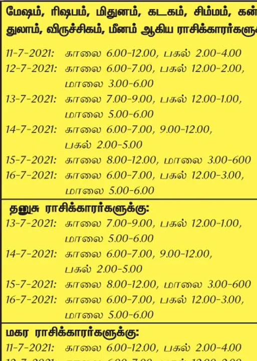  இந்த வாரத்தில்  அனுகூலமான நாளும், நேரமும் 11-7-2021 முதல் 17-7-2021 வரை