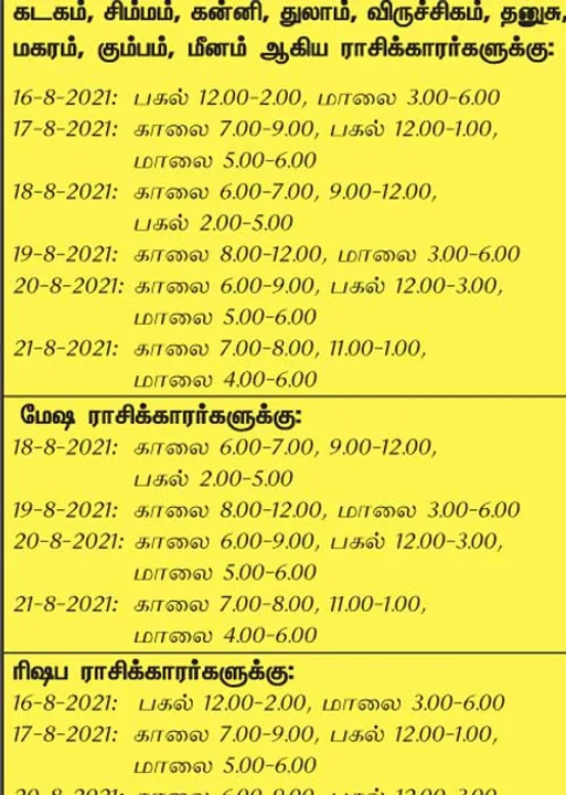  இந்த வாரத்தில்  அனுகூலமான  நாளும், நேரமும் 15-8-2021 முதல் 21-8-2021 வரை