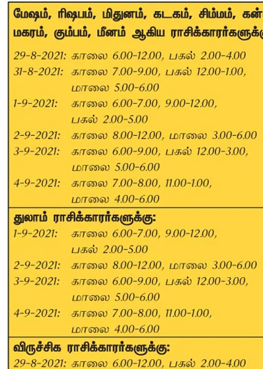  இந்த வாரத்தில்  அனுகூலமான  நாளும், நேரமும் 29-8-2021 முதல் 4-9-2021 வரை