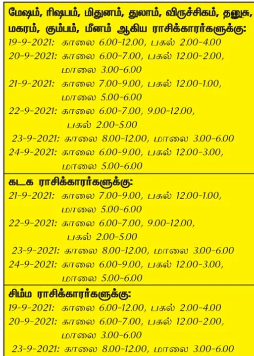  இந்த வாரத்தில்  அனுகூலமான  நாளும், நேரமும் 19-9-2021 முதல் 25-9-2021 வரை