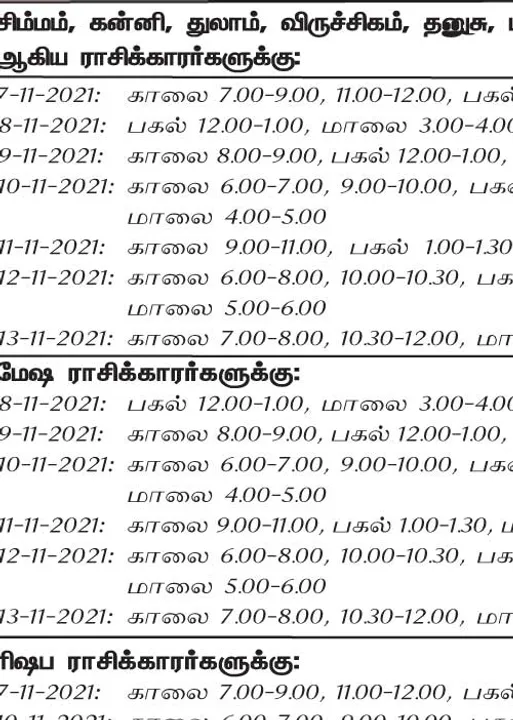  இந்த வாரத்தில்  அனுகூலமான நாளும், நேரமும் 7-11-2021 முதல் 13-11-2021 வரை