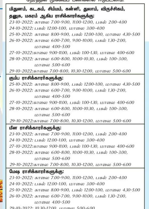  இந்த வாரத்தில்  அனுகூலமான நாளும், நேரமும் 23-10-2022 முதல் 29-10-2022 வரை