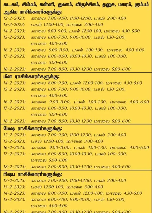  இந்த வாரத்தில்  அனுகூலமான நாளும், நேரமும் 12-2-2023 முதல் 18-2-2023 வரை