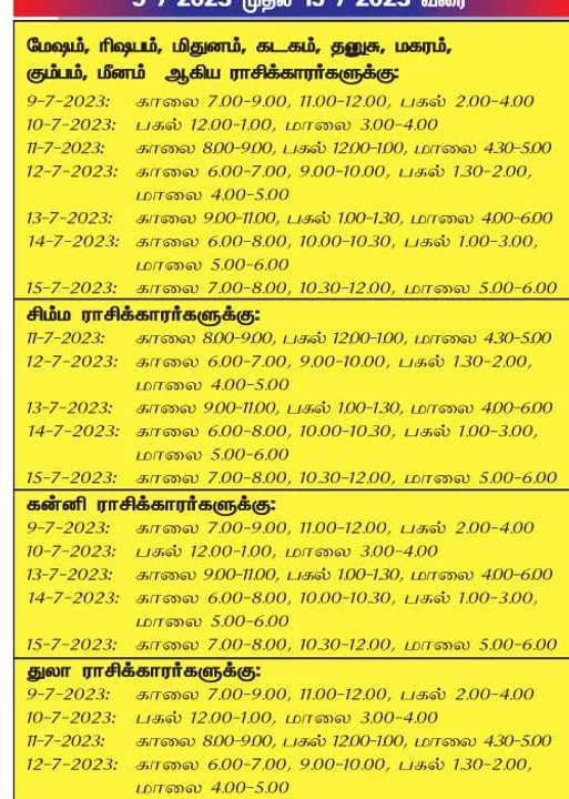  இந்த வாரத்தில் அனுகூலமான நாளும், நேரமும் 9-7-2023 முதல் 15-7-2023 வரை