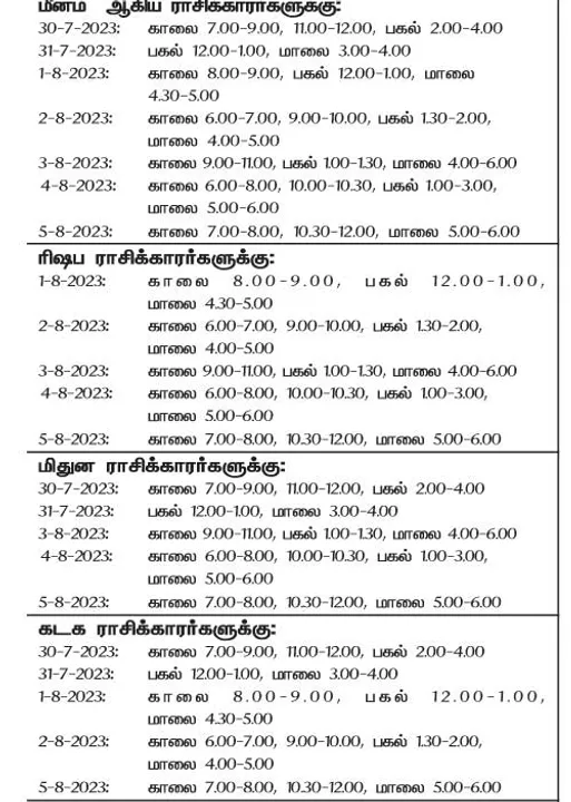  இந்த வாரத்தில் அனுகூலமான நாளும், நேரமும் 30-7-2023 முதல் 5-8-2023 வரை