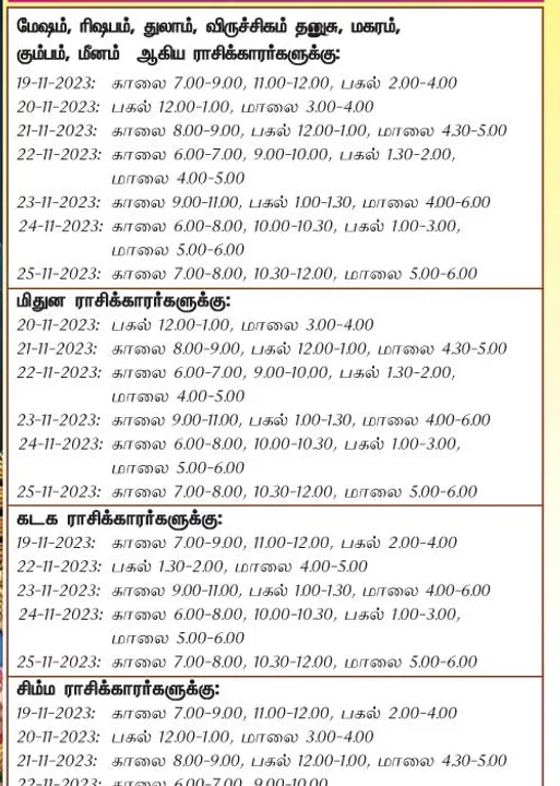  இந்த வாரத்தில் அனுகூலமான நாளும், நேரமும் 19-11-2023 முதல் 25-11-2023 வரை