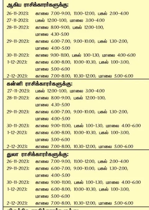  இந்த வாரத்தில் அனுகூலமான நாளும், நேரமும் 26-11-2023 முதல் 2-12-2023 வரை