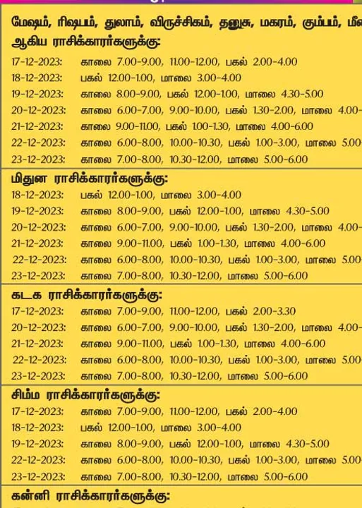  இந்த வாரத்தில் அனுகூலமான நாளும், நேரமும் 17-12-2023 முதல் 23-12-2023 வரை